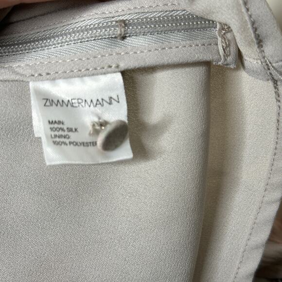 ZIMMERMANN Iris Floral Silk Blouse Pastel Blush Taupe Neutral Sz 1 / S {HH15} - Picture 10 of 11